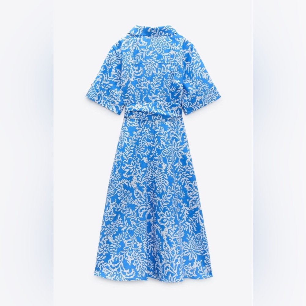 Zara Linen Print Dress - New with Tags - Picture 2 of 2